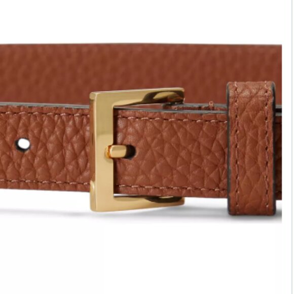 Lauren Ralph Lauren Pebbled Leather Skinny Belt